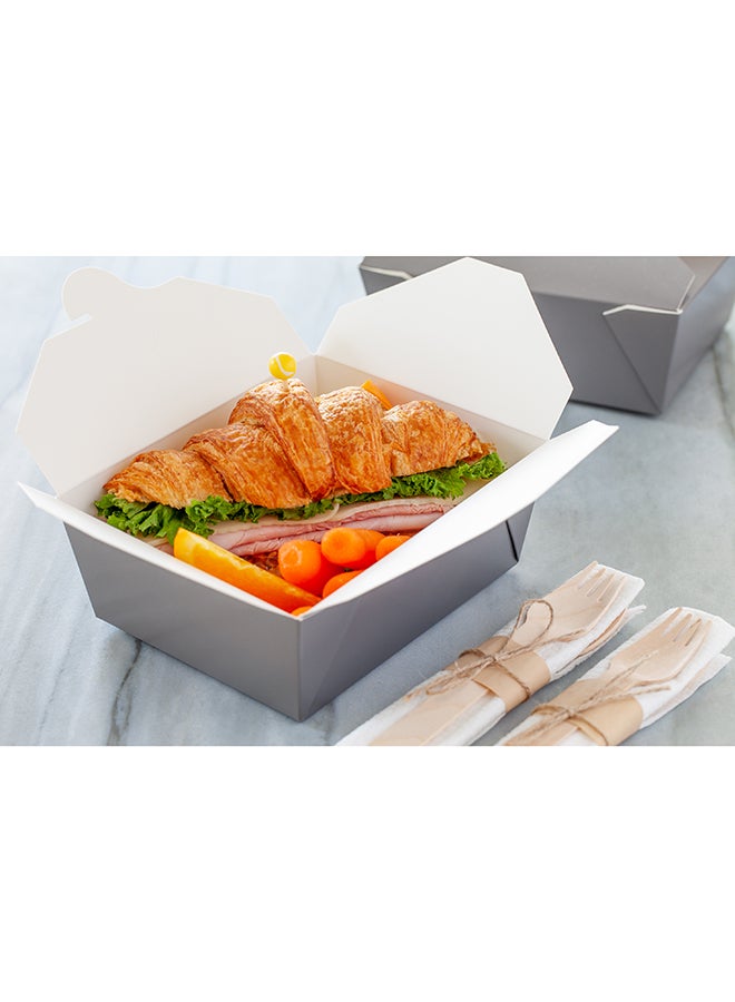 Restaurantware Bio Tek 45 Ounce Take Out Boxes, 200 To Go Lunch Boxes - Tab-Lock Closure, Heat-Tolerant, Gray Paper Disposable Lunch Boxes, Greaseproof, For Hot And Cold Foods - Image 5