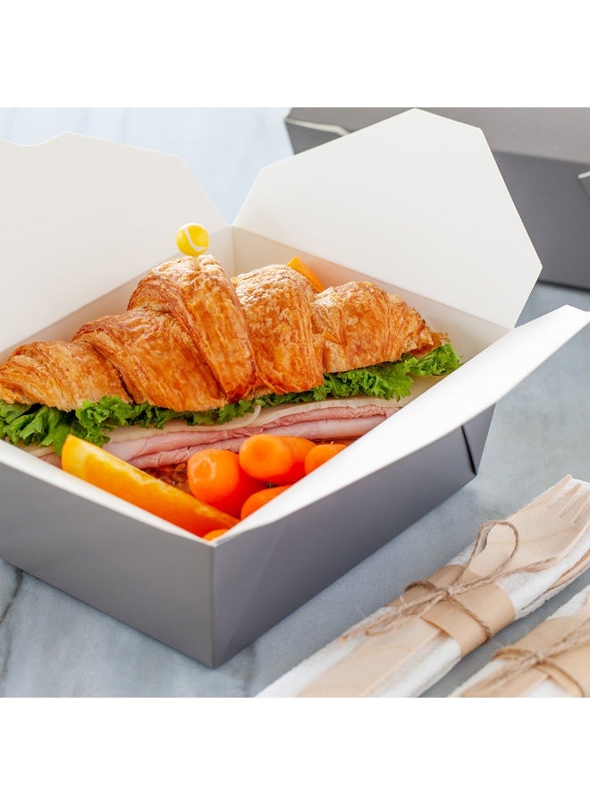 Restaurantware Bio Tek 45 Ounce Take Out Boxes, 200 To Go Lunch Boxes - Tab-Lock Closure, Heat-Tolerant, Gray Paper Disposable Lunch Boxes, Greaseproof, For Hot And Cold Foods - Image 3