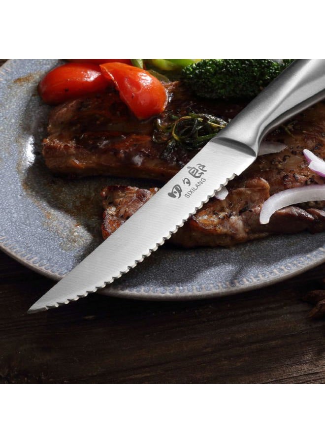 SIXILANG Steak Knives, Steak Knife Set of 4, German Stainless Steel Steak Knife Serrated, Home Gifts for Men and Women - Image 3