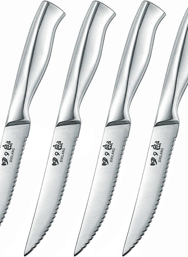 SIXILANG Steak Knives, Steak Knife Set of 4, German Stainless Steel Steak Knife Serrated, Home Gifts for Men and Women - Image 1