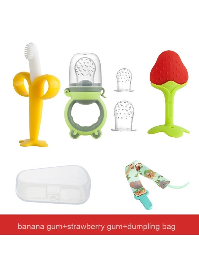Baby Fruit Teething Toys - Mushroom, Banana, Giraffe, and Matchstick Monkey Teethers 