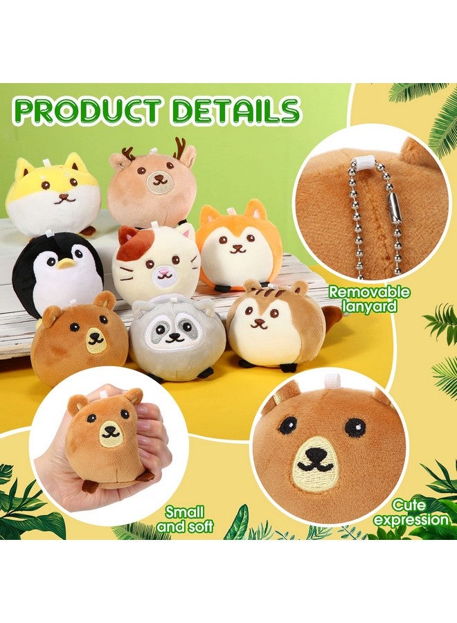 Aoriher 8 Pcs Mini Woodland Animals Plush Toys 3.15 Inch Soft Stuffed Animals Ornaments Bulk Colorful Woodland Keychain for Birthday Baby Shower Party Decors Classroom Prizes(Regular Style) - Image 3