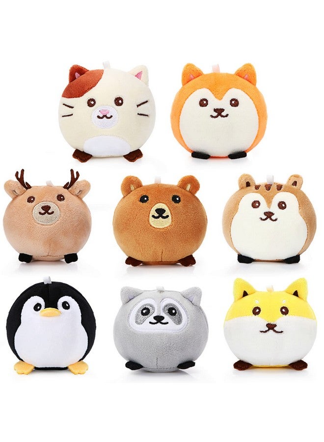 Aoriher 8 Pcs Mini Woodland Animals Plush Toys 3.15 Inch Soft Stuffed Animals Ornaments Bulk Colorful Woodland Keychain for Birthday Baby Shower Party Decors Classroom Prizes(Regular Style) - Image 1