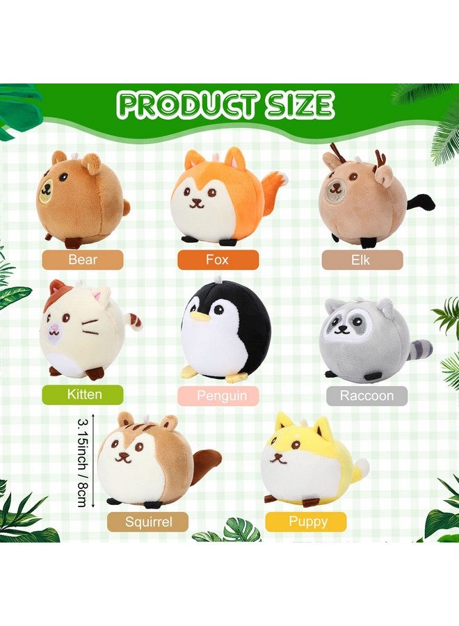 Aoriher 8 Pcs Mini Woodland Animals Plush Toys 3.15 Inch Soft Stuffed Animals Ornaments Bulk Colorful Woodland Keychain for Birthday Baby Shower Party Decors Classroom Prizes(Regular Style) - Image 2