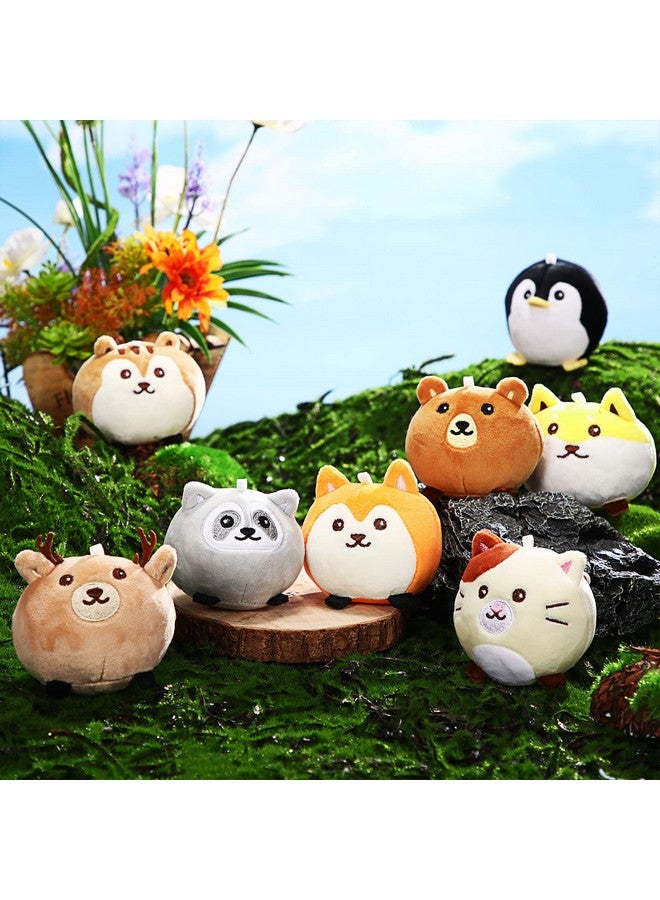 Aoriher 8 Pcs Mini Woodland Animals Plush Toys 3.15 Inch Soft Stuffed Animals Ornaments Bulk Colorful Woodland Keychain for Birthday Baby Shower Party Decors Classroom Prizes(Regular Style) - Image 5