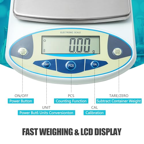 CXRCY Lab Scale 6000g x 0.01g Digital Precision Analytical Balance- Gram Scale 10mg High Precision with 11 Unit Conversion Electronic Balance Digital Scientific Scale - Image 4