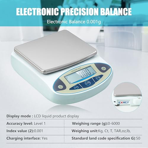 CXRCY Lab Scale 6000g x 0.01g Digital Precision Analytical Balance- Gram Scale 10mg High Precision with 11 Unit Conversion Electronic Balance Digital Scientific Scale - Image 2