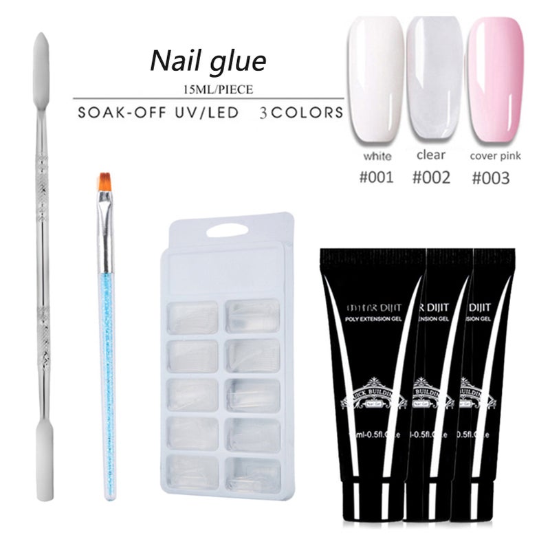 15ml Nail Glue Manicure Set Clear UV Nail Glue Polish Nail Molds Nail Art Quick Build Kit - Image 4