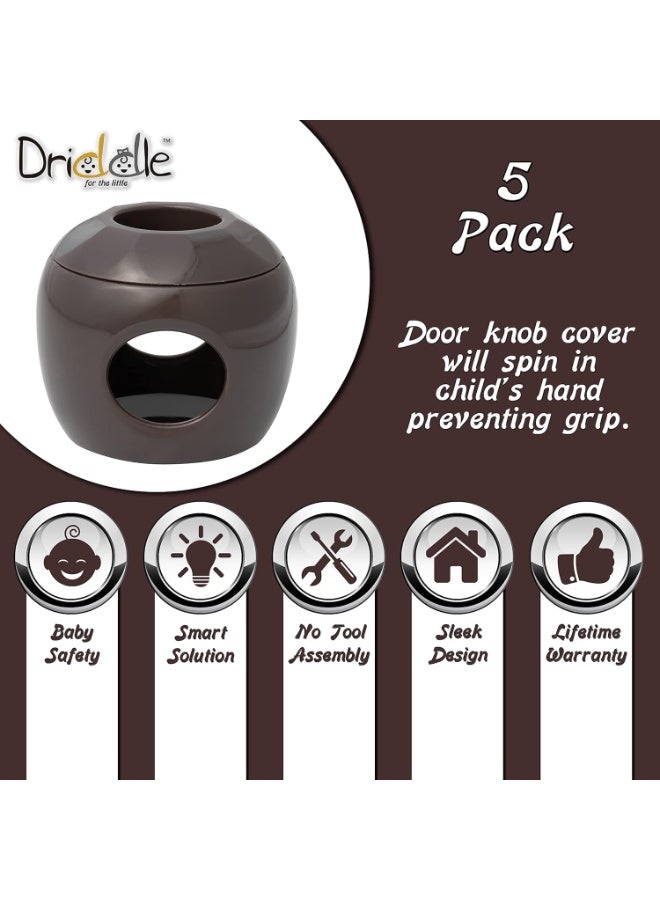Driddle New & Improved - Door knob Baby Safety Cover - 5 Pack - Deter Little Kids from Opening Doors with A Child Proof Door Handle Lock - Image 3