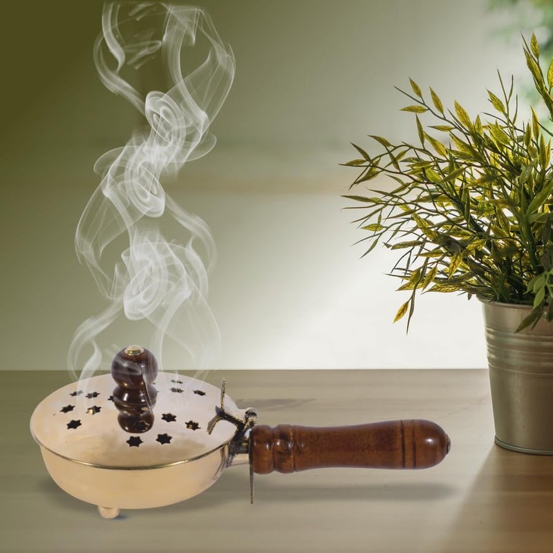 DOKCHAN Curated with Brass Loban Burner Dhooni | Dhoop Dhuni Brass Table Diya Brass Incense Holder (Size - 7.5 Inch) - Image 5