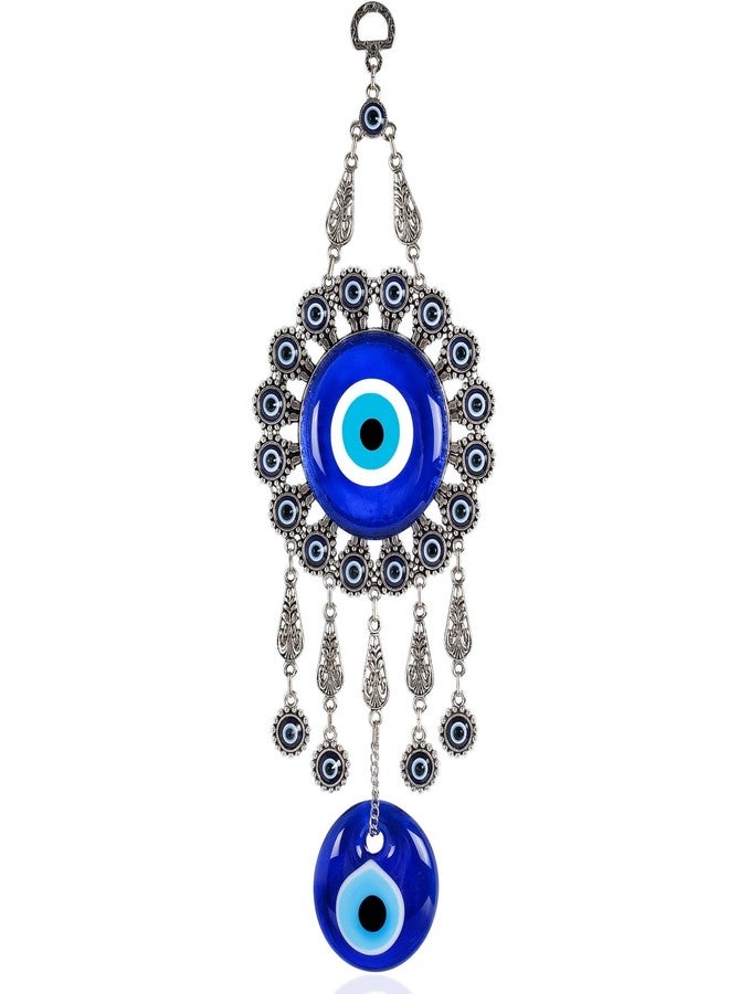 BCS Evil Eye Wall Decor 4.3''W x 12.2''L Metal - Glass Turkish Greek Nazar Amulet Good Luck & Protection Charm - Handmade Hanging Ornament for Home,Office, Door - Ojo Turco - Image 1