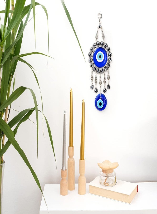 BCS Evil Eye Wall Decor 4.3''W x 12.2''L Metal - Glass Turkish Greek Nazar Amulet Good Luck & Protection Charm - Handmade Hanging Ornament for Home,Office, Door - Ojo Turco - Image 3