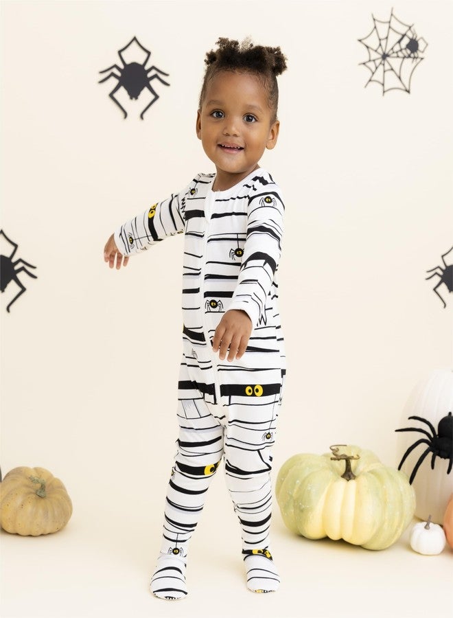 Owlivia Organic Cotton Baby Pajamas, Boys Girls Zip Front Sleep 'N Play Pjs, Footed Sleeper, Long Sleeve(6-12 Months, Halloween Mummy) - Image 2