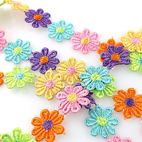 Tegg Daisy Lace 5 Yards 25mm/1inch Wide Colorful Daisy Flower Venise Trim Ribbons for Sewing or DIY Craft Decoration - Image 3