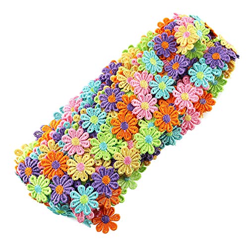 Tegg Daisy Lace 5 Yards 25mm/1inch Wide Colorful Daisy Flower Venise Trim Ribbons for Sewing or DIY Craft Decoration - Image 1