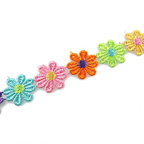 Tegg Daisy Lace 5 Yards 25mm/1inch Wide Colorful Daisy Flower Venise Trim Ribbons for Sewing or DIY Craft Decoration - Image 5