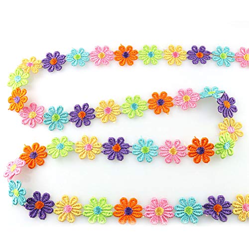 Tegg Daisy Lace 5 Yards 25mm/1inch Wide Colorful Daisy Flower Venise Trim Ribbons for Sewing or DIY Craft Decoration - Image 2