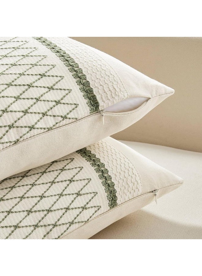 Throw Pillow Covers, Decorative Boho Macrame Woven Design for Living Room, Couch Bed, Sofa, Bedroom, Set of 2, Home Decor Farmhouse Rustic Couch Throw Pillows, Sage Green, 18x18 inches (Style 3) - Image 5