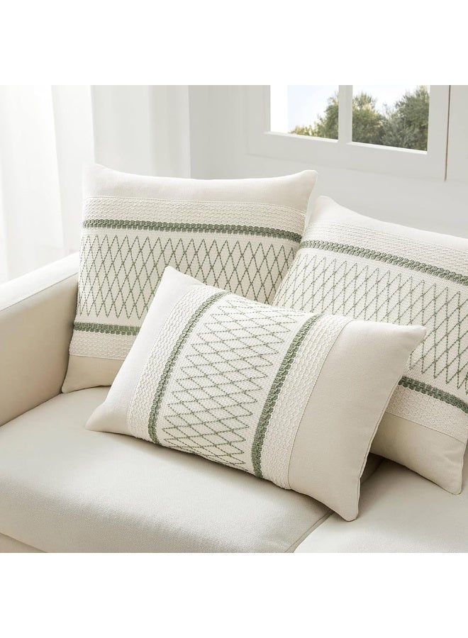 Throw Pillow Covers, Decorative Boho Macrame Woven Design for Living Room, Couch Bed, Sofa, Bedroom, Set of 2, Home Decor Farmhouse Rustic Couch Throw Pillows, Sage Green, 18x18 inches (Style 3) - Image 4