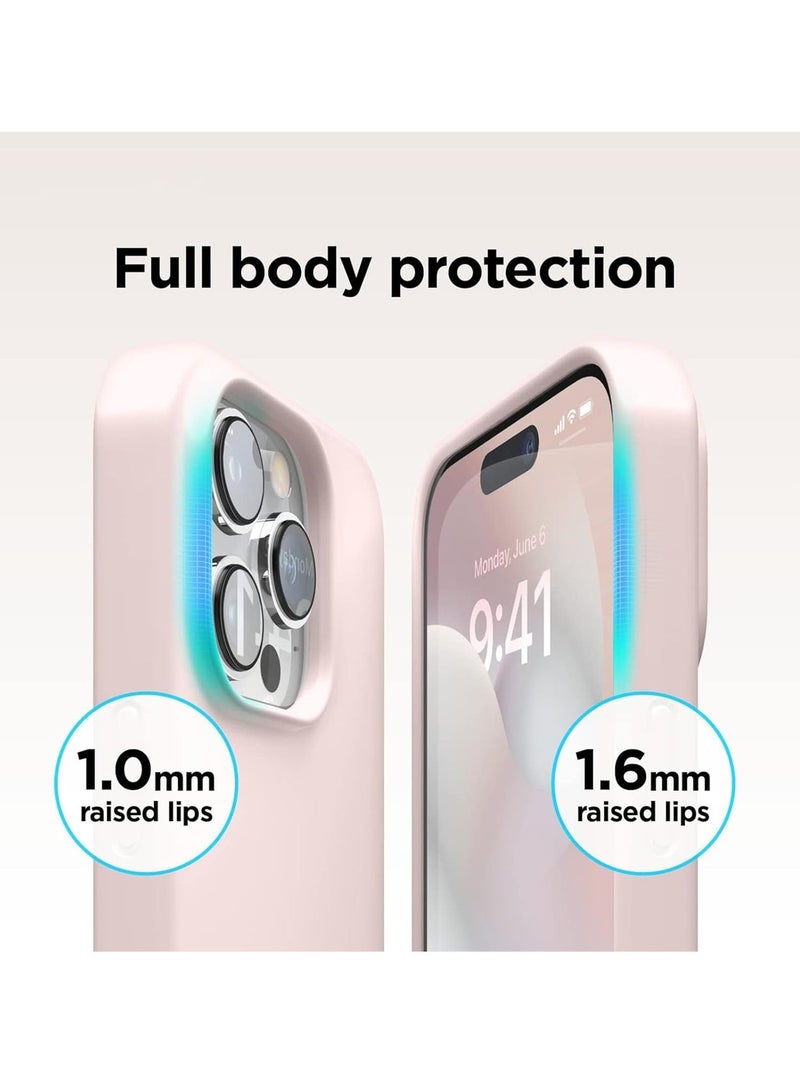 راكسوم [3 في 1] غطاء حماية لهاتف iPhone 15 Plus مع واقي شاشة من الزجاج المقوى 9H، غطاء حماية فاخر من السيليكون السائل المقاوم للصدمات، غطاء هاتف نحيف لهاتف iPhone 15 Plus (2023) (iphone 15 Plus، وردي) - Image 3