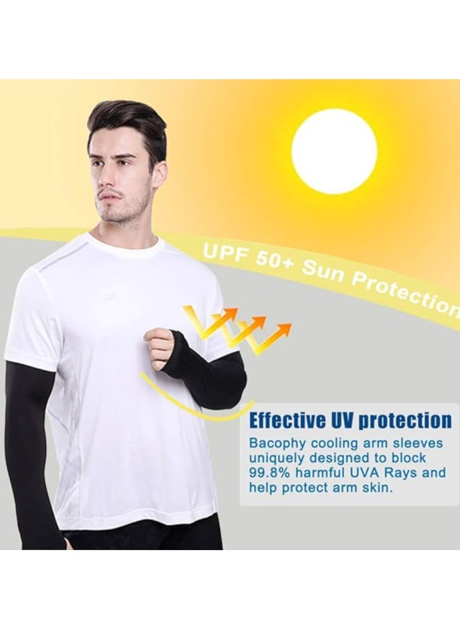 Generic 2 Pairs Arm Sleeves with Thumb Holes Women Men UV Protection Cooling, UPF 50 Compression Long Arm Cover  - Image 2