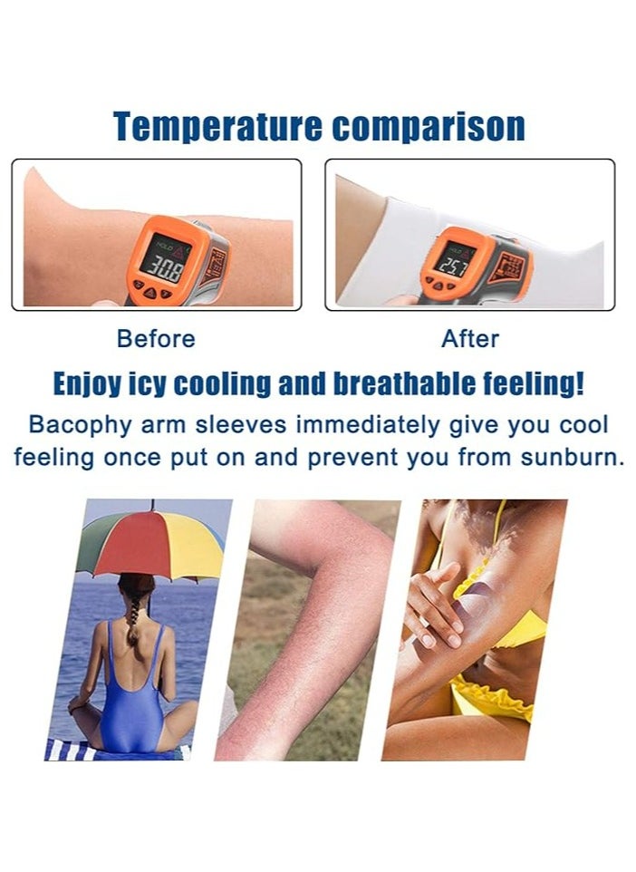 Generic 2 Pairs Arm Sleeves with Thumb Holes Women Men UV Protection Cooling, UPF 50 Compression Long Arm Cover  - Image 3