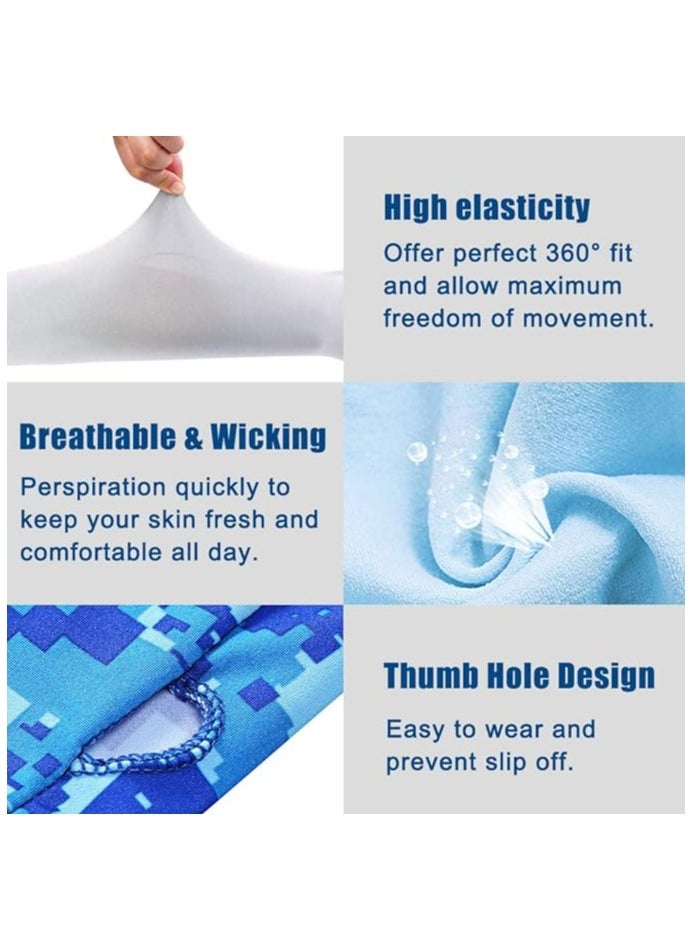 Generic 2 Pairs Arm Sleeves with Thumb Holes Women Men UV Protection Cooling, UPF 50 Compression Long Arm Cover  - Image 4