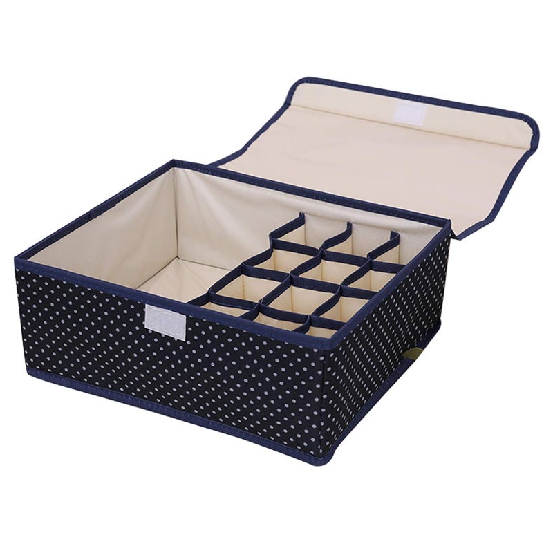 Kyraton Kyraton Innerwear Organizer 161 Compartment NonSmell Non Woven Foldable Fabric Storage Box for Closet Blue Polka Dot - Image 4