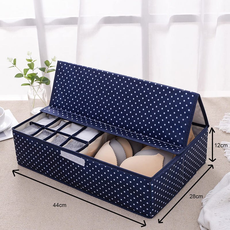 Kyraton Kyraton Innerwear Organizer 161 Compartment NonSmell Non Woven Foldable Fabric Storage Box for Closet Blue Polka Dot - Image 2