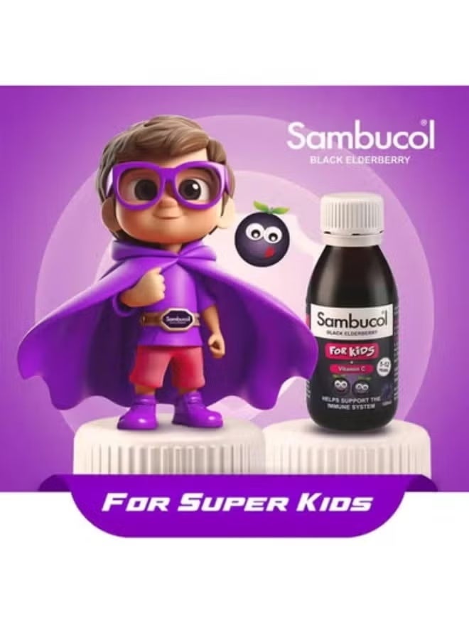 Sambucol Kids Balck Elderberry with Vitamin C Syrup 120 ml - Image 2