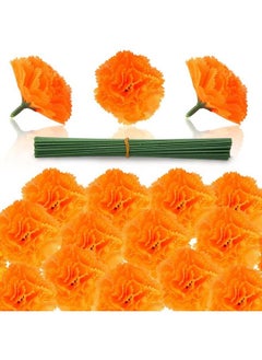 Marigold Flowers Bulk 50 Pcs Artificial Silk Marigolds With Stems Fake Orange Flower Heads For Day Of Dead Home Decorations Faux Dia De Los Muertos Altar Décor Maxico Halloween Garland
