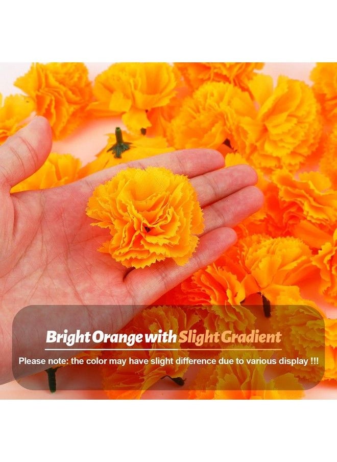 DIYASY - Marigold Flowers Bulk 50 Pcs Artificial Silk Marigolds With Stems Fake Orange Flower Heads For Day Of Dead Home Decorations Faux Dia De Los Muertos Altar Décor Maxico Halloween Garland - Image 1