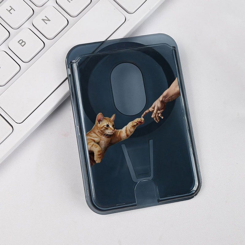 Creative Cat Stretches Out To Interact Pattern Transparent Phone Card Holder For 1 2 Cards PC Card Storage Compatible With iPhone 17 Air 17 Pro Max 17 Pro 16 15 14 13 12 Portable Protection Case - Image 4