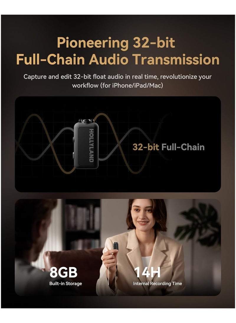 Hollyland LARK MAX 2 Ultimate Combo Wireless Microphone with AI Noise Cancellation, 32-Bit Full-Chain Audio, Wireless Monitoring, for Camera, iPhone & Android (2TX+2RX+OWS Earphones+Charging Case) Ultimate (2TX+2RX+OWS Earphones) - Image 4