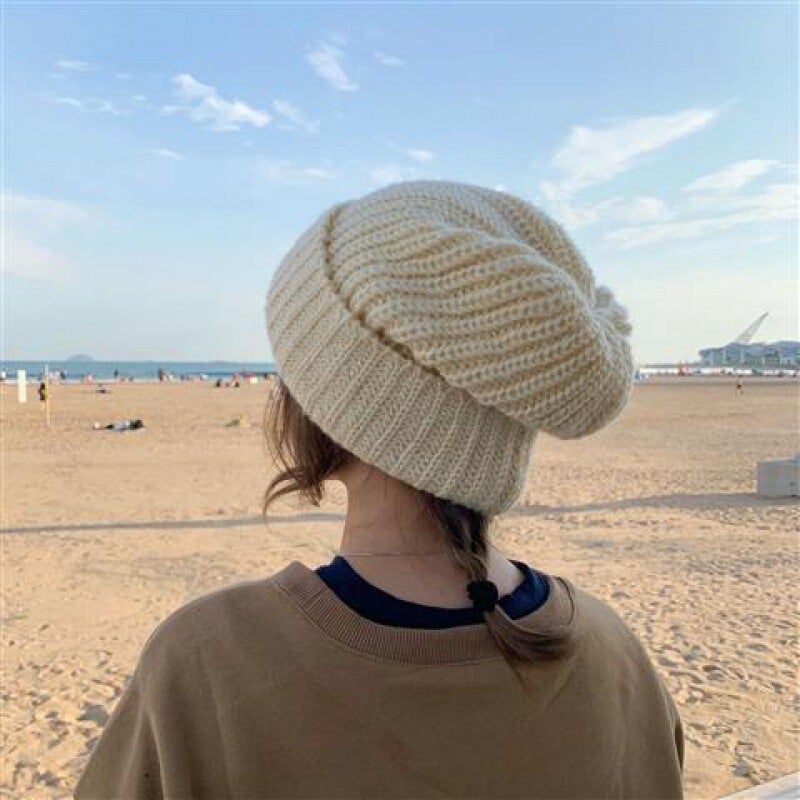 Beanie Women Plus Size Chunky Knit Face Slimming Slouchy Autumn Winter Trendy Hat - Image 1