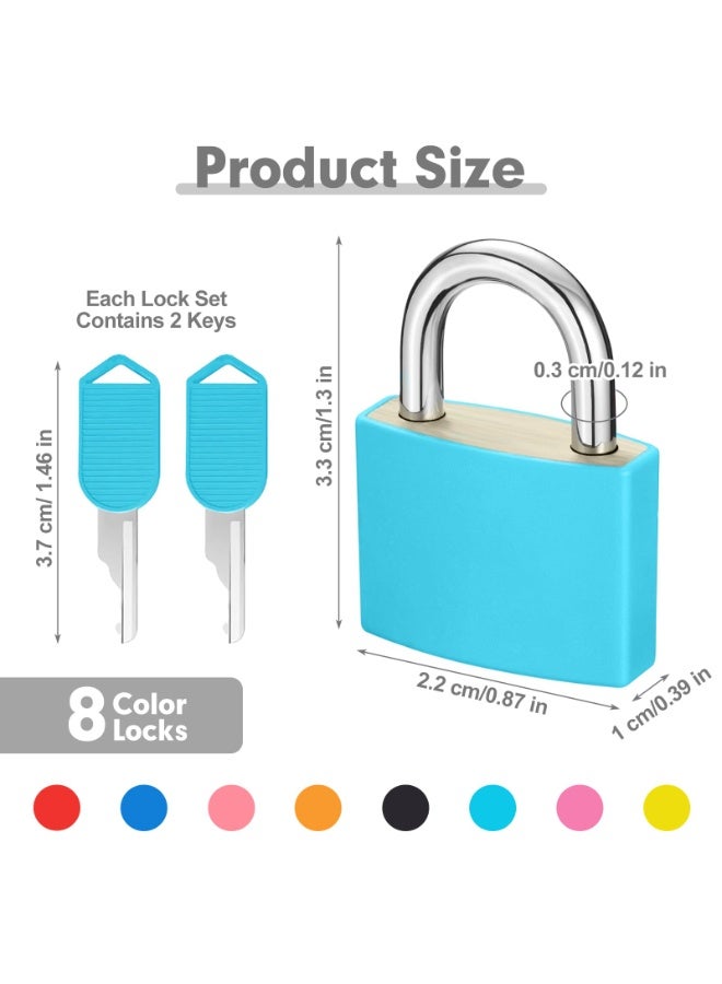 NAKODU 8Pcs 22mm Mini Suitcase Locks, Multicolor Metal Padlock with Key, Plastic-Covered Luggage Locks for Suitcase, Boxes, Backpack, Locker, Laptop Bag - Image 2