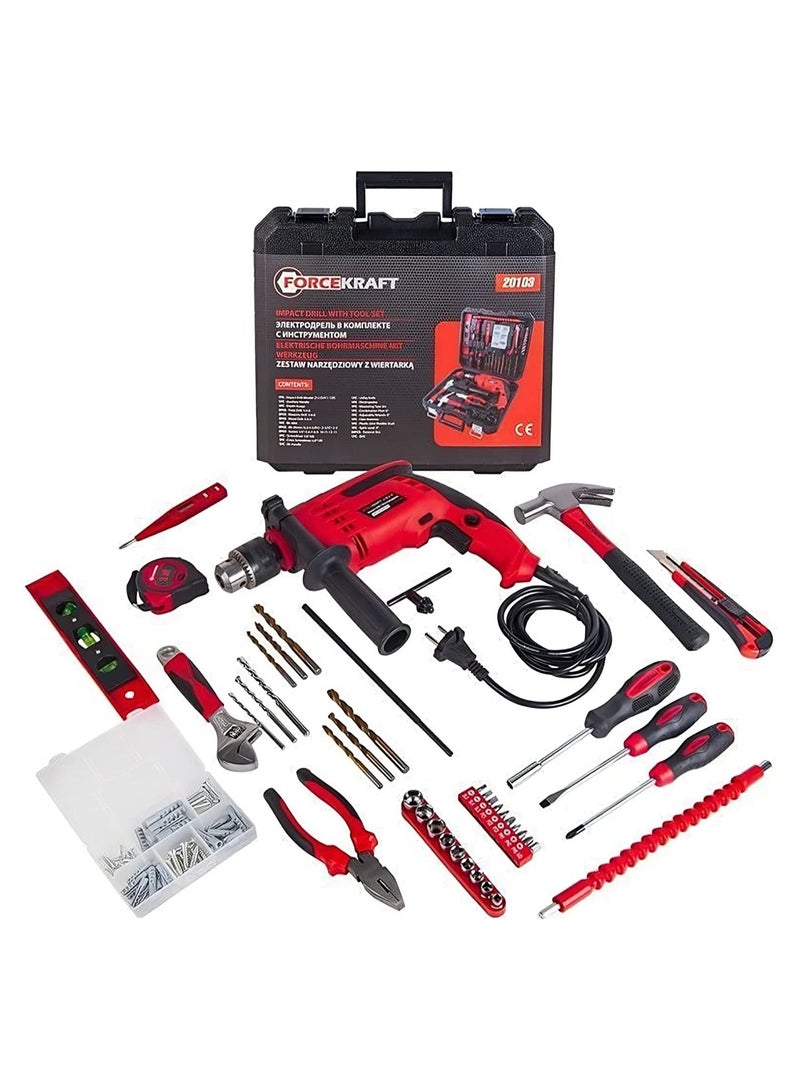 FORCEKRAFT Tool Set 103pcs with Impact Drill, Drill Machine, 750 Watts and 220 Volts - Image 1