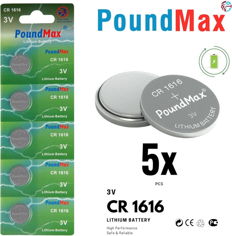 PoundMax 5 x 1616 CR1616 DL1616 3V Lithium Coin Cell Batteries - Image 2