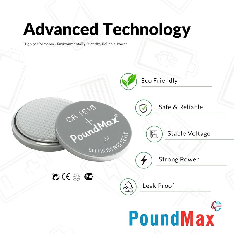 PoundMax 5 x 1616 CR1616 DL1616 3V Lithium Coin Cell Batteries - Image 5