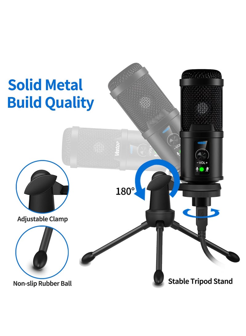 SYOSI USB Microphone, With Built-In Headphone Jack Volume Control, PC Microphone for Gaming Recording Streaming Voiceover  - Image 4
