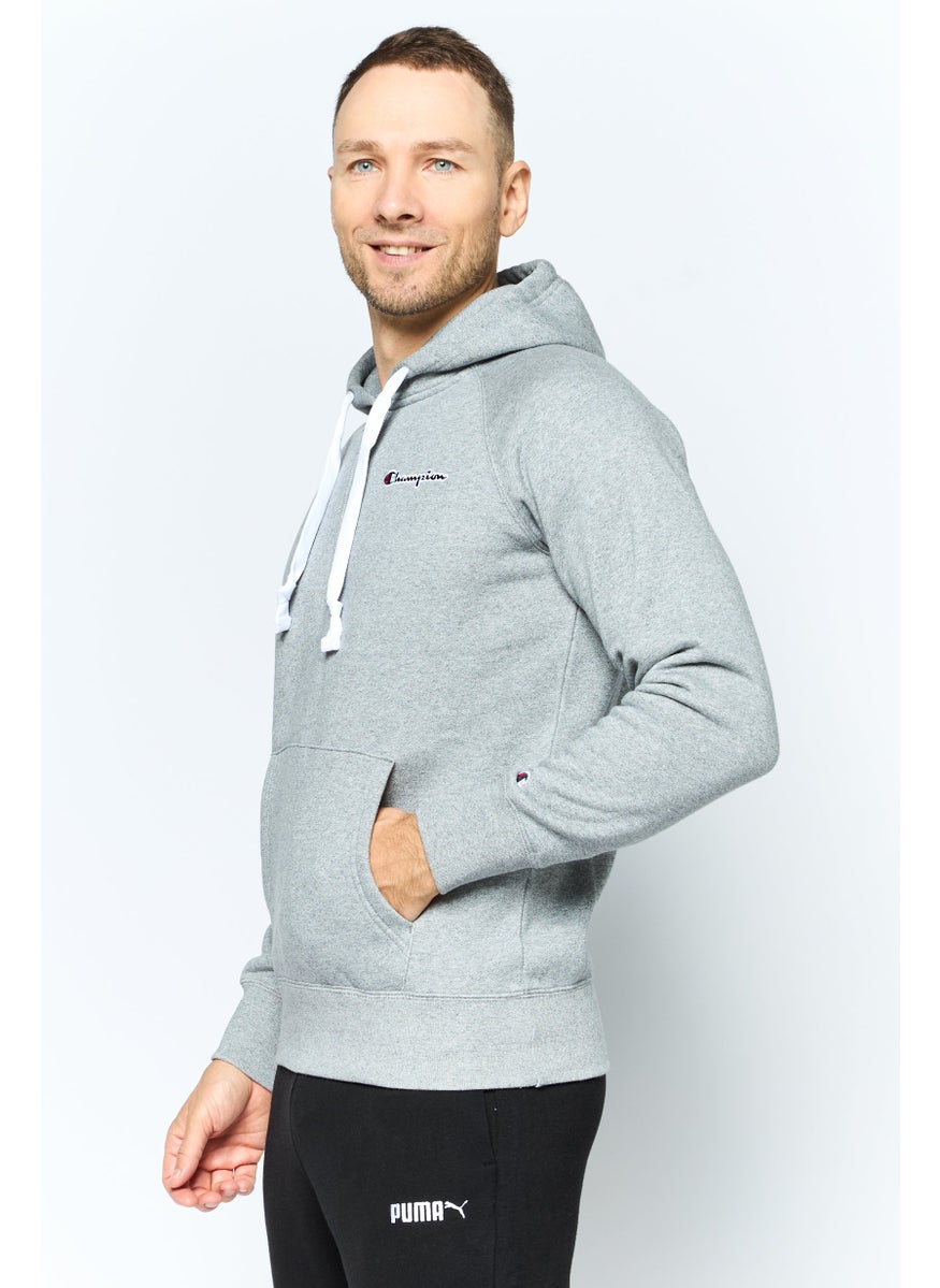 Champion Men Sportswear Fit Long Sleeve Outdoor Hooded Sweatshirt, Grey  - Image 4