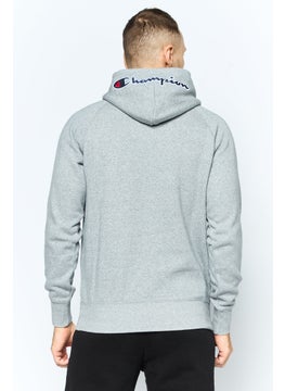 Champion Men Sportswear Fit Long Sleeve Outdoor Hooded Sweatshirt, Grey  - Image 3