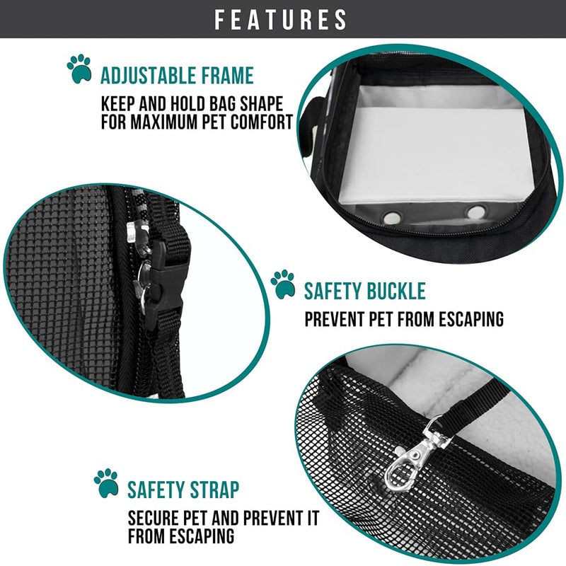 PetAmi Dog Purse Carrier for Small Dogs, Airline Approved Soft Sided Pet Carrier with Pockets, Ventilated Dog Carrying Bag for Puppy Cat, Dog Travel Supplies Bag, Sherpa Bed, Max 12 lbs, Stripe Black - Image 5