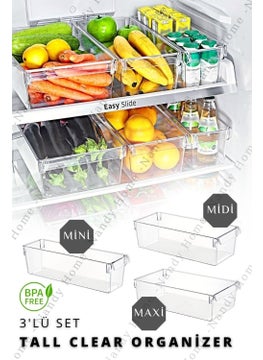 Boz House Set of 3 Tall Clear Refrigerator & Cabinet Organizer  - Image 1