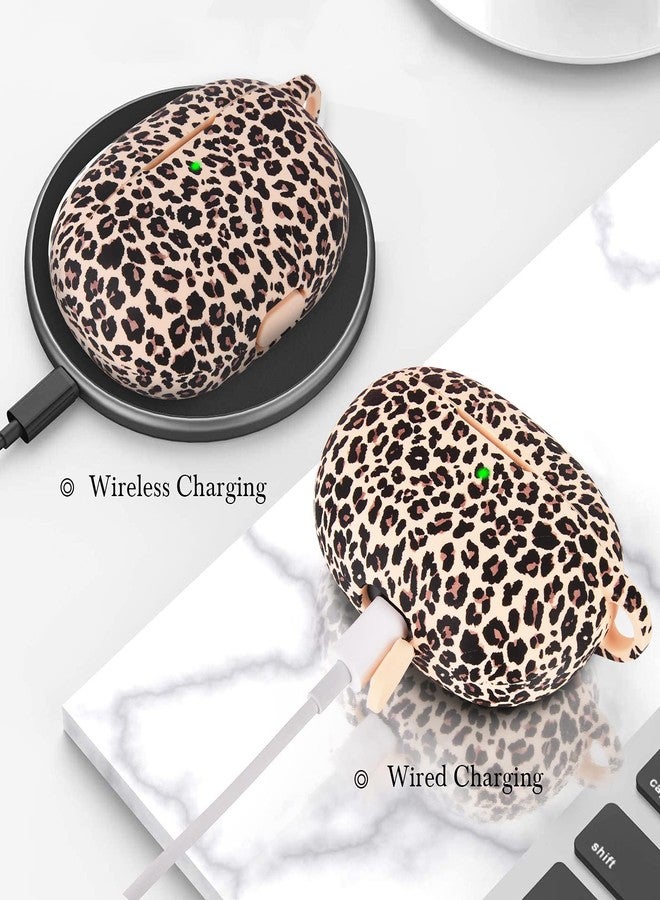 AIRSPO Case for Beats Studio Buds/Beats Studio Buds Plus Case Cover 2021/2023 Silicone Floral Printed Protective Beats Studio Buds Earbuds Headphones Case Cover Skin with Keychain (Khaki/Leopard) - Image 5