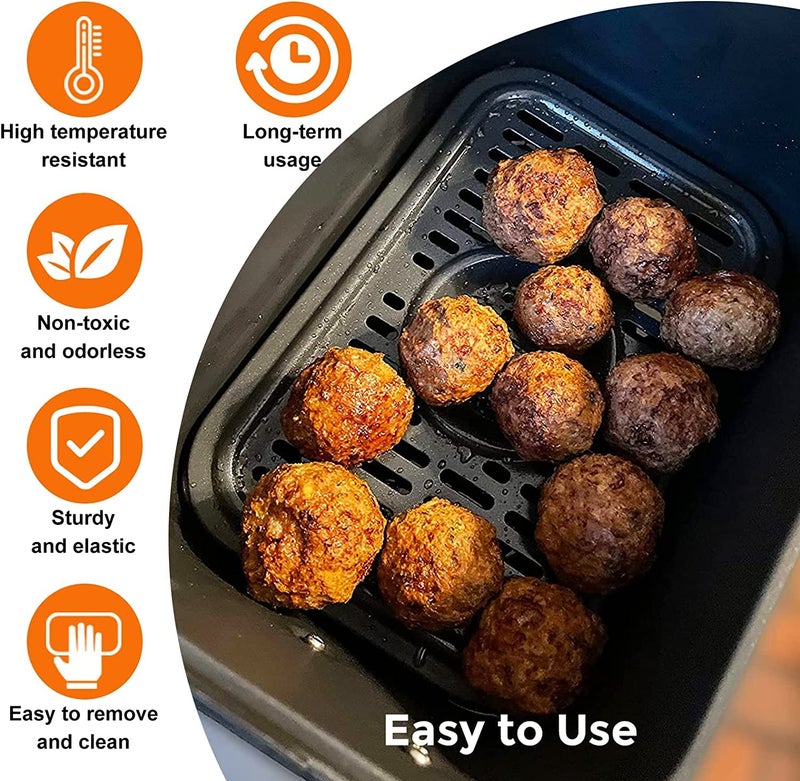 GWY Air Fryer Grill Pan for Ninja Foodi DZ090/DZ201/DZ100（US）AF300（UK）6-in-1 7.6L Dual Zone Air Fryer, 2-Pack Replacement Crisper & Grill Plates with Rubber Bumpers, Dishwasher Safe - Image 4