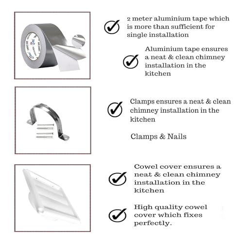 Ardnib Kitchen Chimney Aluminium Exhaust Pipe & Vent Cover with Installation Kit (4 feet Pipe length) - Image 3