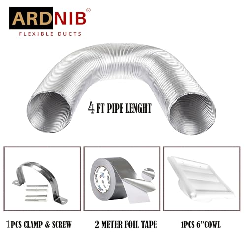 Ardnib Kitchen Chimney Aluminium Exhaust Pipe & Vent Cover with Installation Kit (4 feet Pipe length) - Image 2