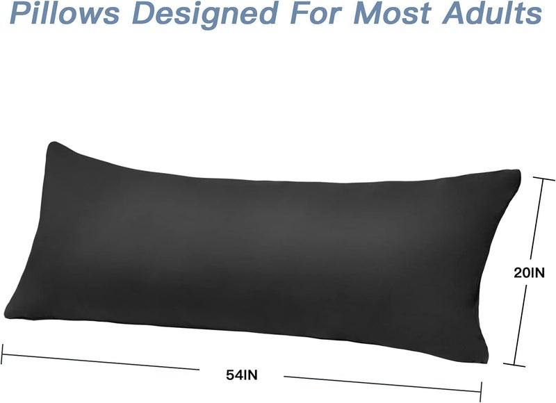 DOWNCOOL Luxury Full Body Pillow Insert with Fiber Cover - Ultra Soft Body Pillow for Sleeping - Breathable Long Bed Pillow Insert, 20"x54"(Black, with Cover) - Image 3