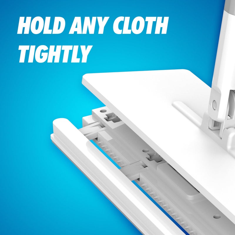 CleanMattix - مجموعة Sweep & Mop مع FlexiClamp - متوافقة مع وسادات Swiffer، أداة تنظيف متينة للأرضيات الخشبية، البلاط، الرخام والأرضيات اللامينيت، أساسيات تنظيف المنزل والمطبخ. (تشمل 10 قطع قماش جاف) - Image 4